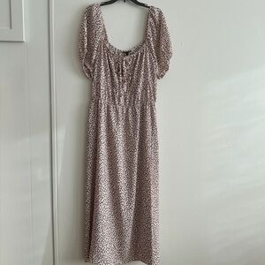 Blush Pink Maxi Dress - Puff Sleeves - Size Large